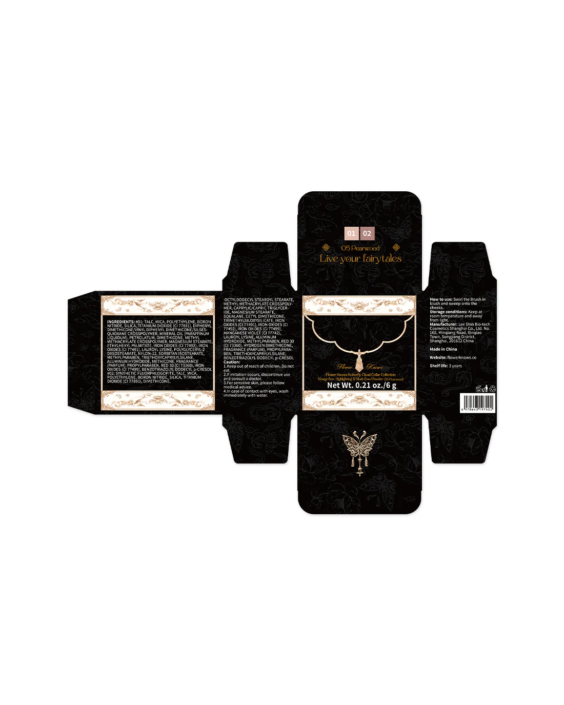 Butterfly Cloud Collar Rouge Box Highlighting & Blush Duo Powder - Image 53
